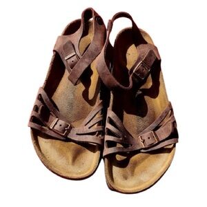 Birkenstock Bali Oil Leather Habana Brown Strappy Ankle Sandals Brown Leather